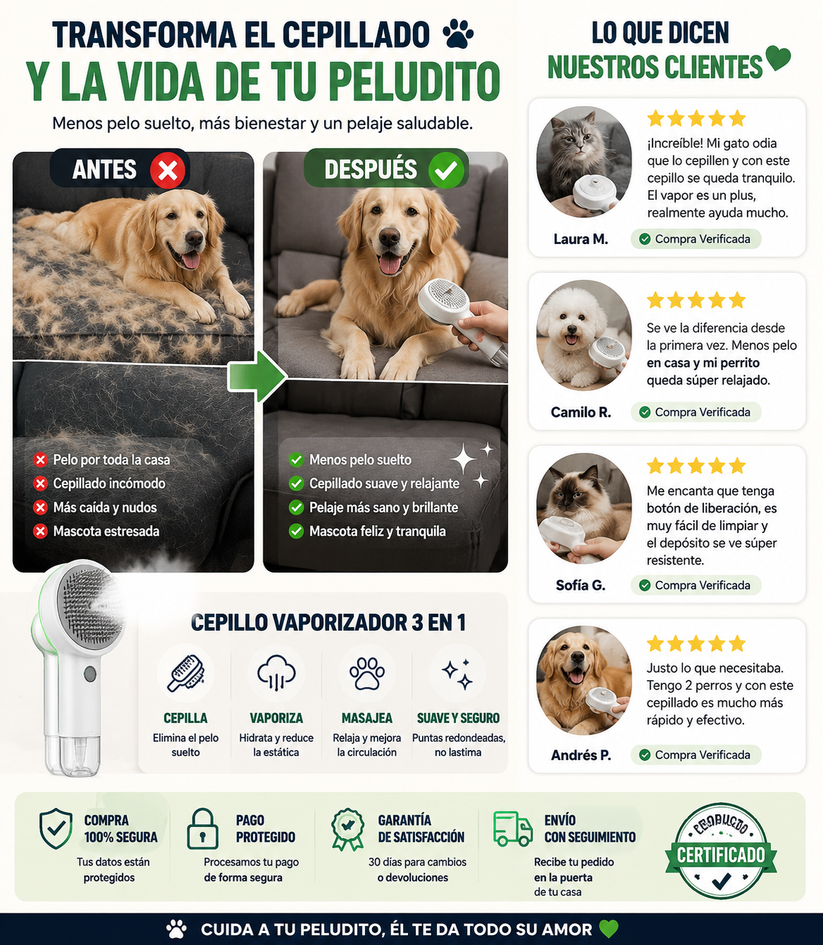 CEPILLO VAPORIZADOR PARA GATOS /⭐⭐⭐⭐⭐ 4.8/5 Excelente · 127 valoraciones