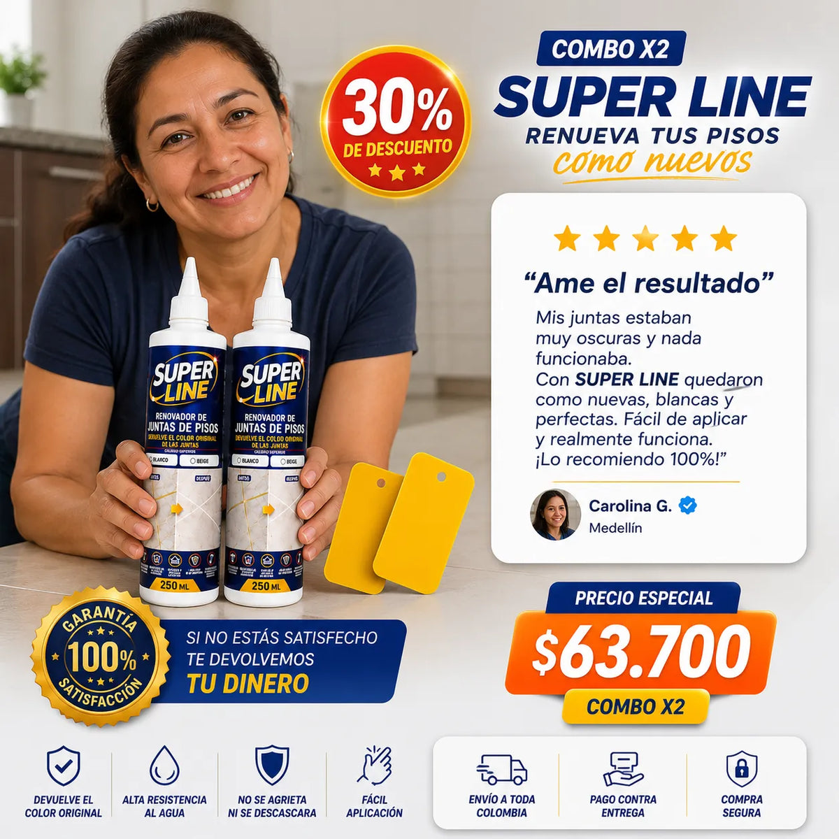 EL SECRETO PARA QUE TUS PISOS VUELVAN A VERSEN LIMPIOS Y COMO NUEVOS./⭐⭐⭐⭐⭐  4.9/5  Calificación promedio  Más de 1.800 clientes satisfechos