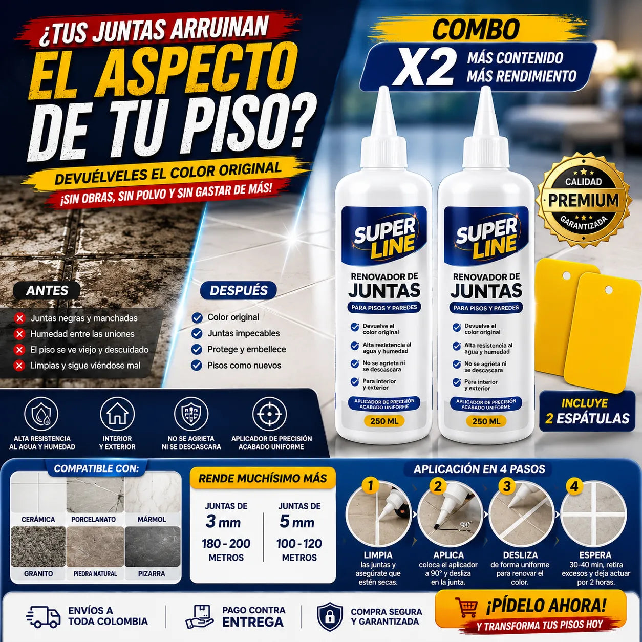 EL SECRETO PARA QUE TUS PISOS VUELVAN A VERSEN LIMPIOS Y COMO NUEVOS./⭐⭐⭐⭐⭐  4.9/5  Calificación promedio  Más de 1.800 clientes satisfechos